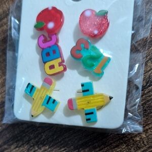 3 Pair Of Colorful ABC and Pencil Earrings